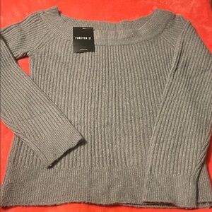 Forever 21 Off-the-Shoulder Gray Sweater